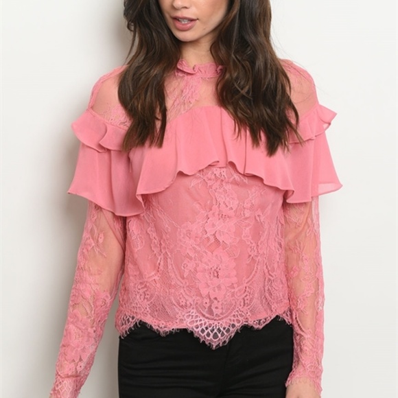 Tops - LACE PINK TOP